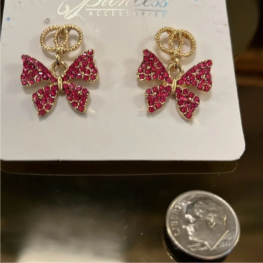 Pink and Gold Butterfly Earrings